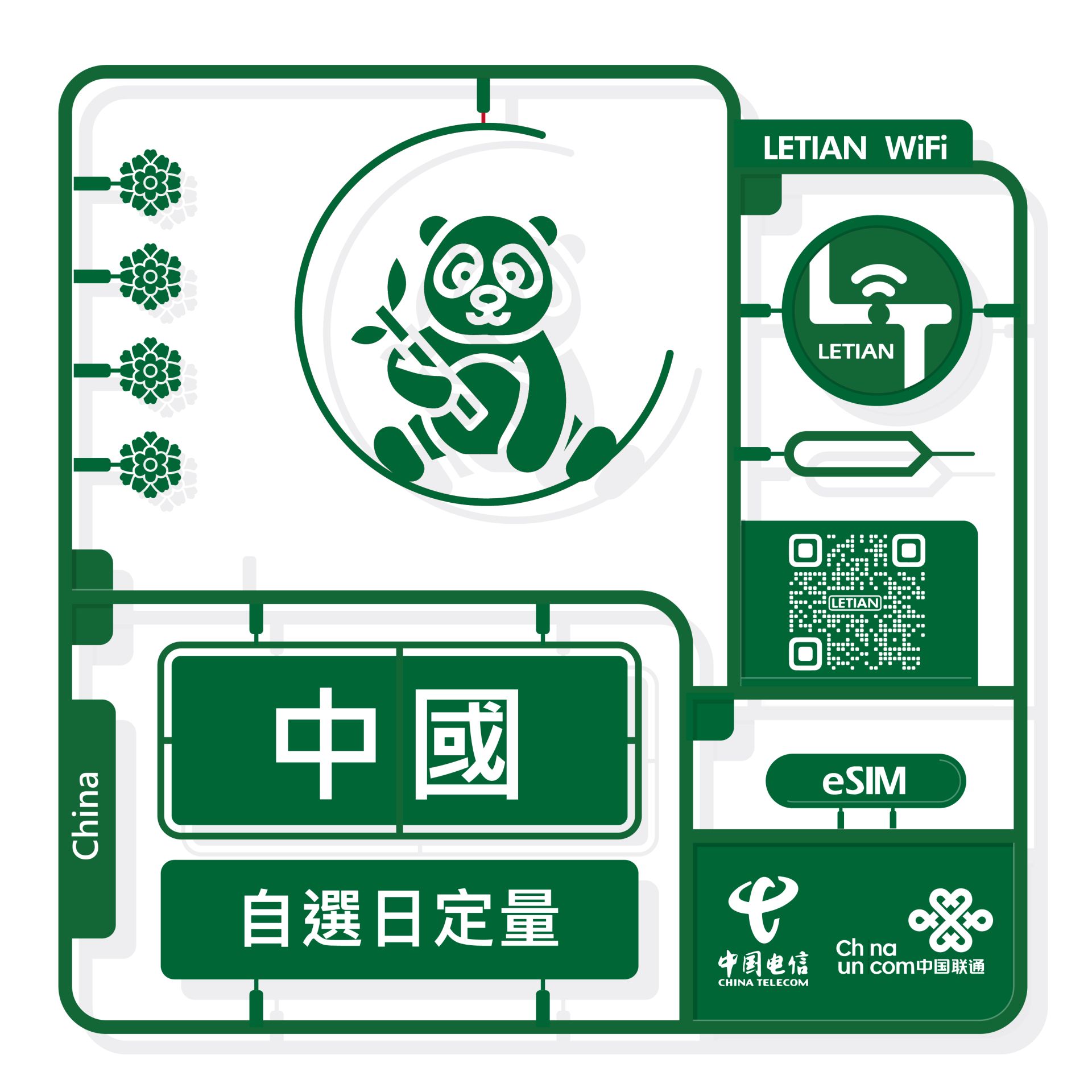 中國日定量、吃到飽eSim/吃到飽